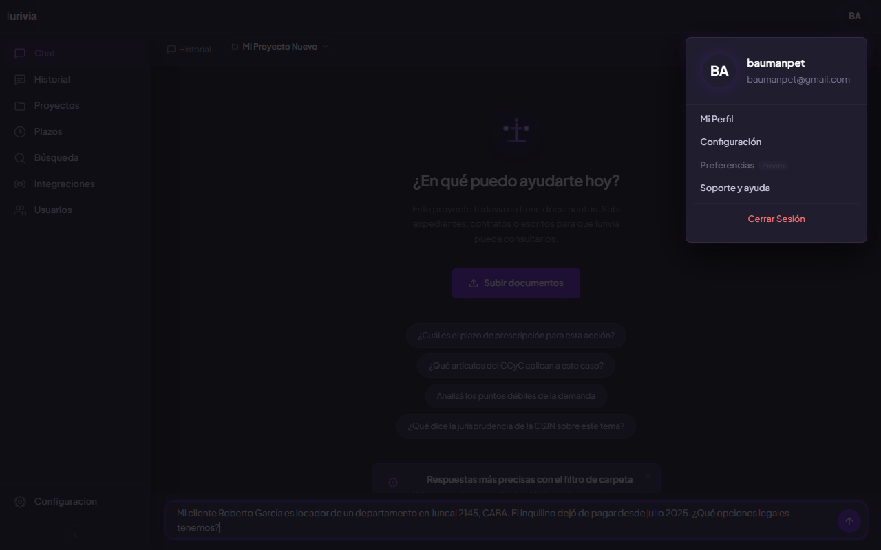 Chat con consulta
